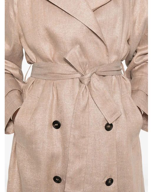 Brunello Cucinelli Natural Double-Breasted Coat