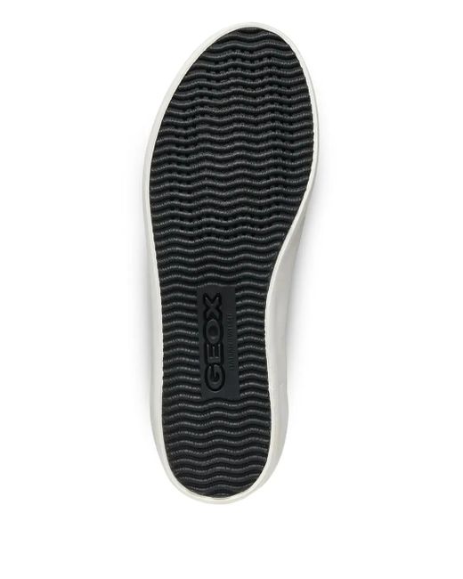Geox White Emmeleny Glitter-Panel Leather Sneakers