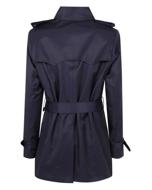 Ralph Lauren Double-Breasted Trench Coat With Logo in Blue | Lyst