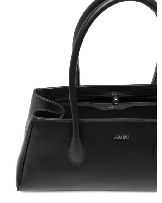 Amiri Black Logo-Plaque Leather Tote Bag