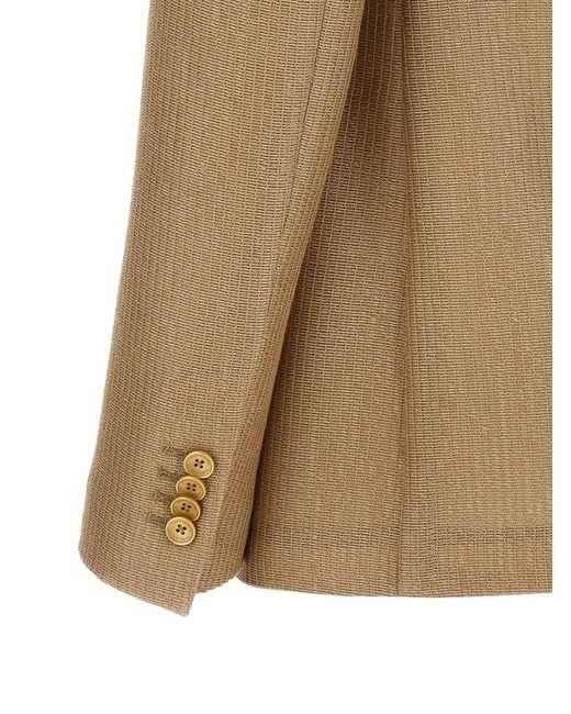 Tagliatore Natural Double-Breasted Peak-Lapels Blazer