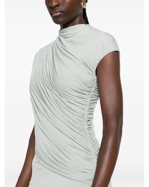 TOVE White Saffron Draped Maxi Dress