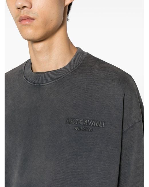 Just Cavalli Katoenen Sweater Met Hartprint in het Gray voor heren