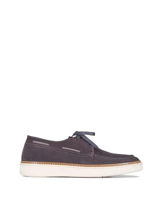 Aquatalia White Bora Suede Lace-Up Boat Shoes for men