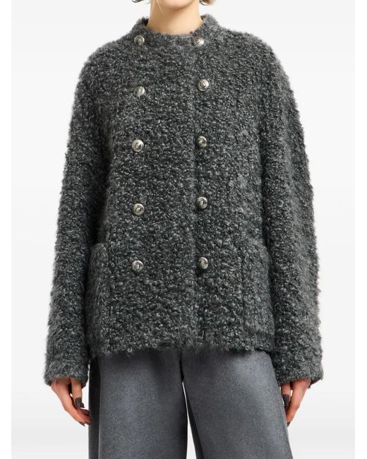 Giorgio Armani Gray Double-Breasted Buttoned Jacket