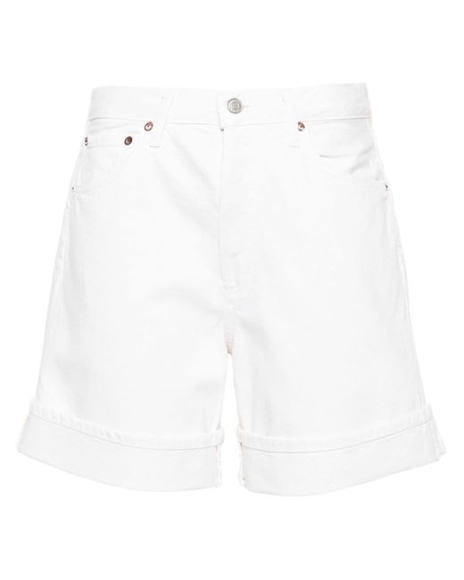 Agolde White Dame Jeans-Shorts mit weitem Bein