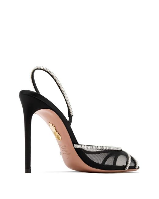 Aquazzura White Mesh Embellished Sandals