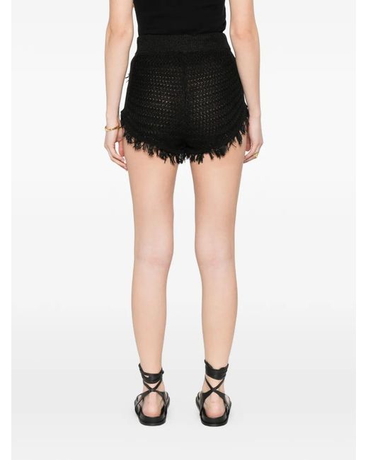 Mes Demoiselles Black Tassel-Detail Fringed Shorts