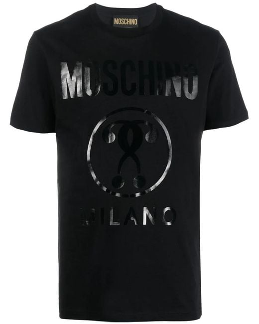 Moschino Black Logo-Print Organic Cotton T-Shirt for men