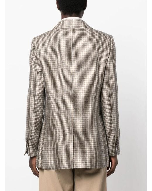 Brunello Cucinelli Gray Linen Double-breasted Blazer Jacket