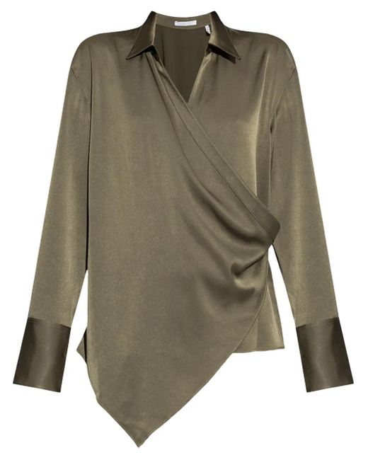 Helmut Lang Green Gewickelte Bluse