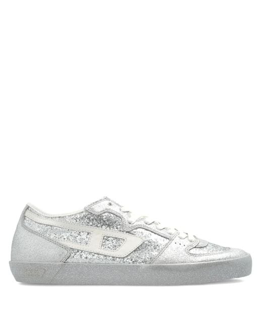 DIESEL White S-Leroji-D1 Glittered Panelled Sneakers