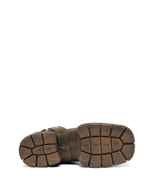 DIESEL Brown Ankle Boots With Distressed Leather for men