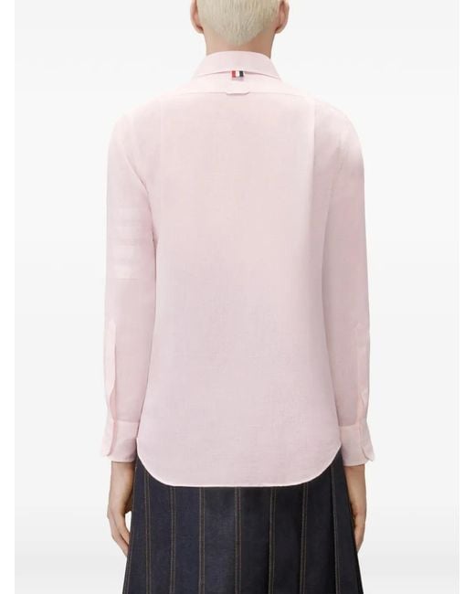 Thom Browne Pink 4-Bar Linen Shirt for men