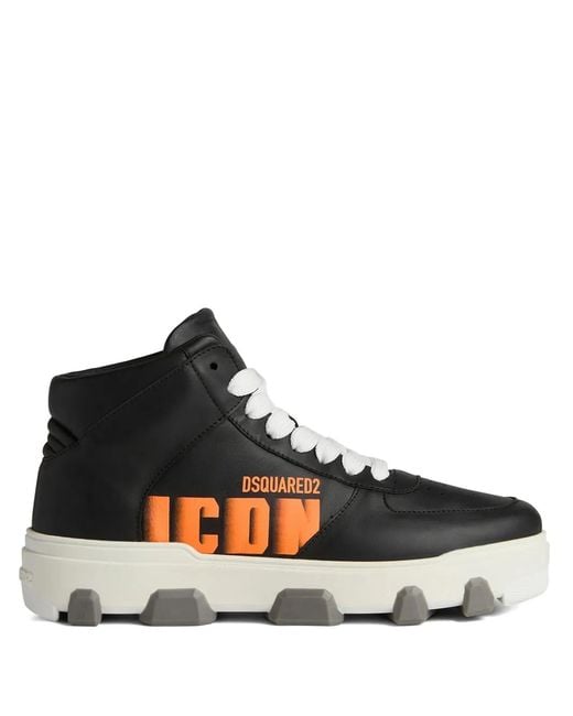 DSquared² Black Logo-Lettering High-Top Sneakers for men