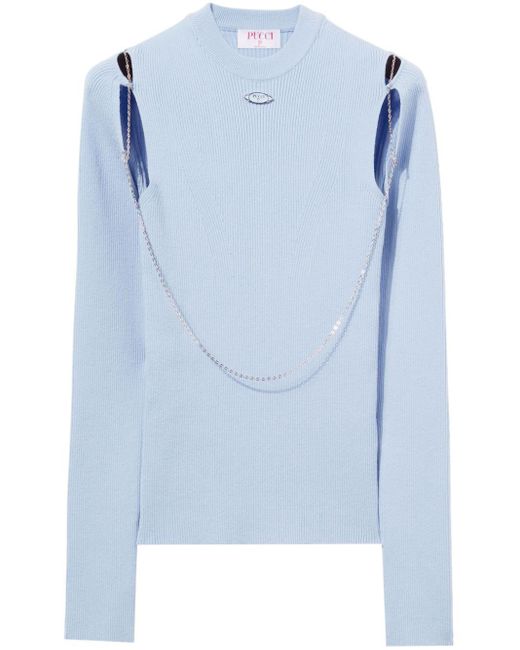 Emilio Pucci Blue Chain-Embellished Sweater