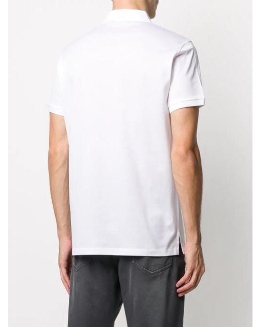 Ralph Lauren White Logo Embroidered Polo Shirt for men