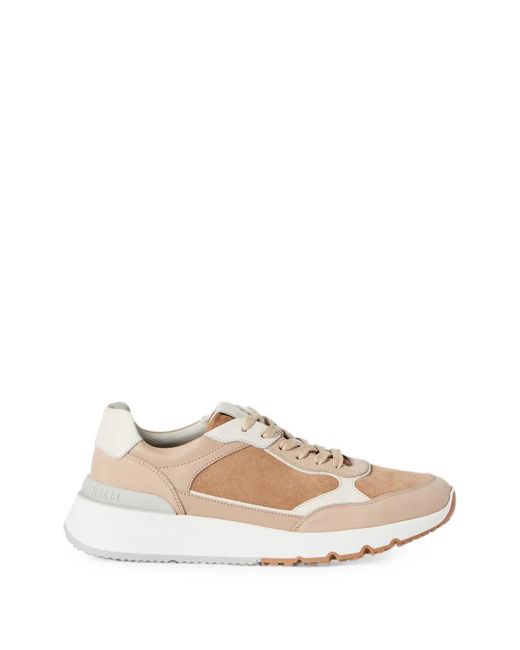 Brunello Cucinelli White Nubuck And Suede Runners for men