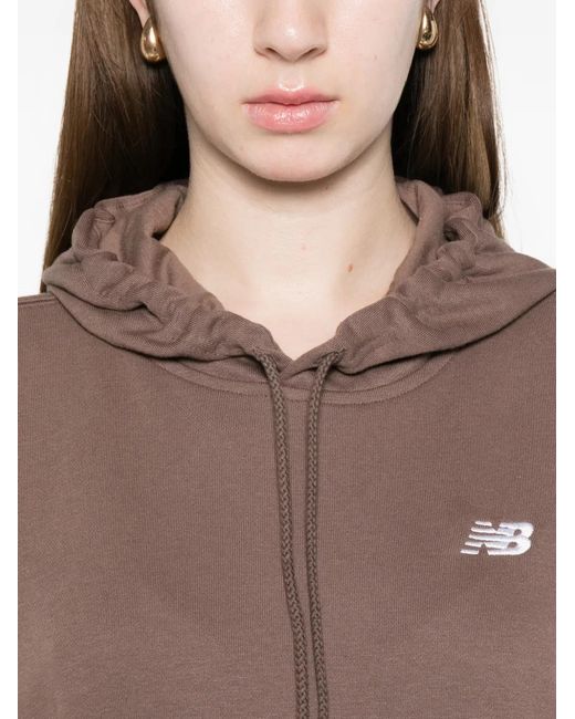 New Balance Brown Hoodie À Détail De Logo