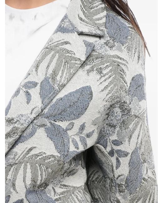 Woolrich Gray Floral-Print Jacquard Coat