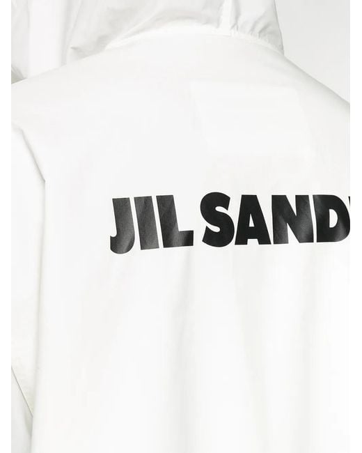 Jil Sander White Logo-Print Coat for men
