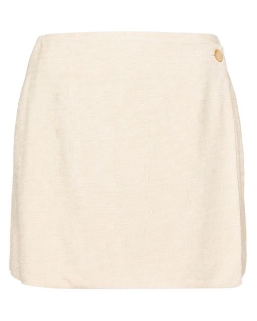 Claudie Pierlot Natural Wrap-design Textured Miniskirt