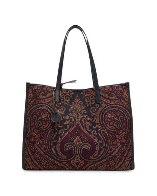Etro Brown Lovtter Leather Tote Bag