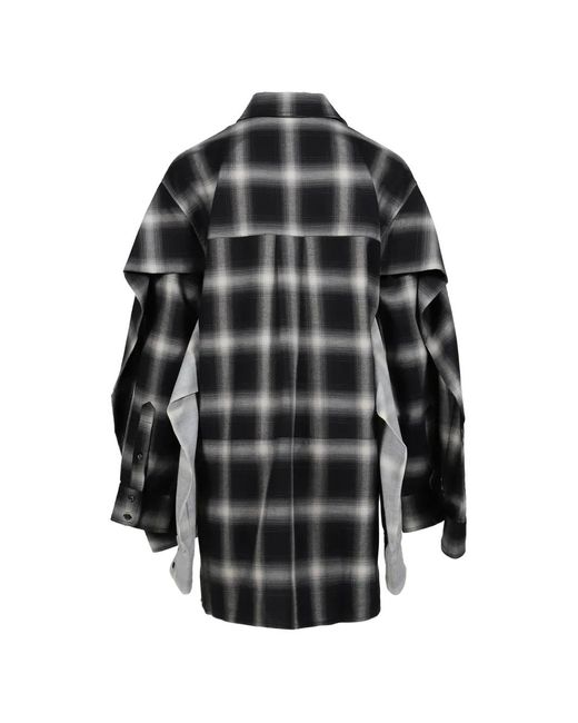 SRVC Studio Black Check-Pattern Deconstructed Shirt