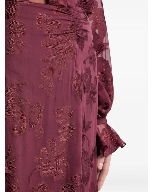 Etro Purple Floral-Print Ruffled Maxi Skirt