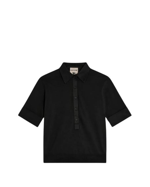 Semicouture Black Short-Sleeve Polo Top