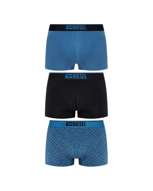 DIESEL Blue Monogram-Pattern Boxer Briefs for men