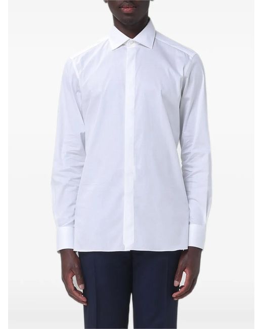 Zegna White Stretch-Popeline Shirt for men