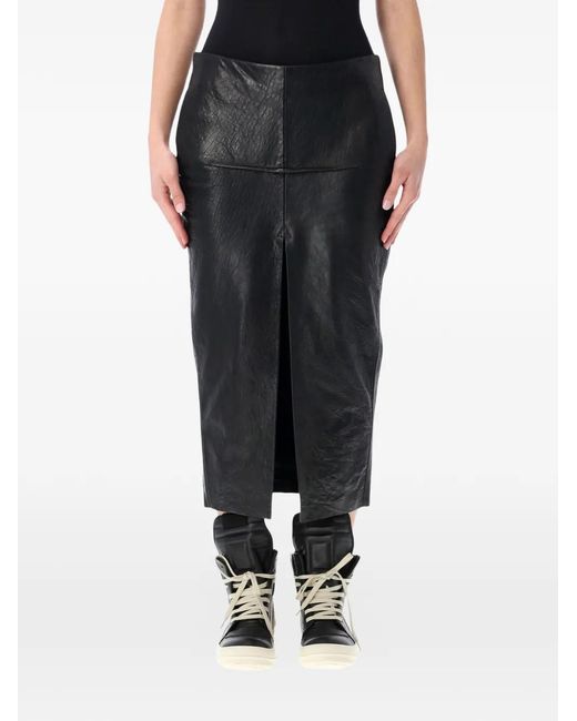 Rick Owens Black Sliced Midi Skirt