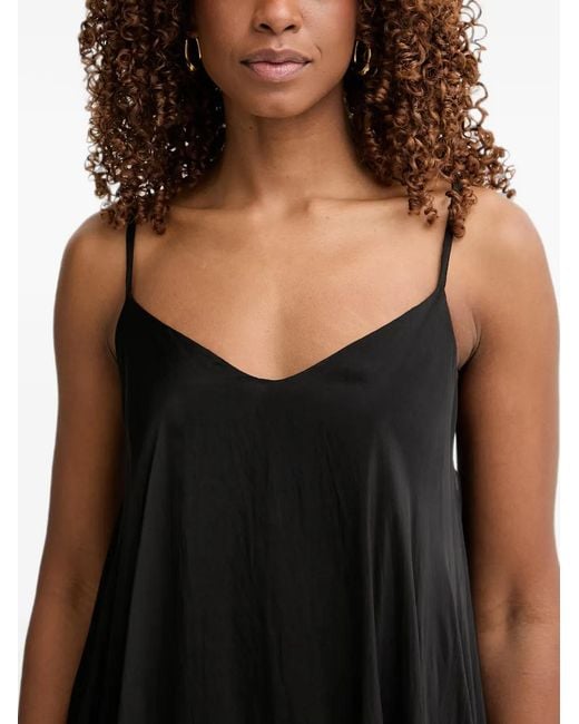 Haveone Black Spaghetti-Strap V-Neck Mini Dress