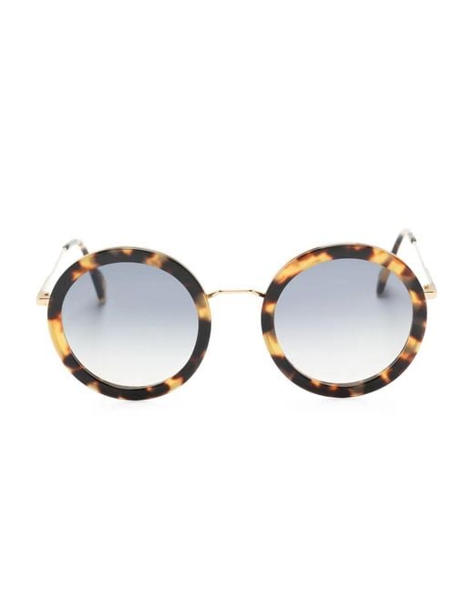 Andy Wolf Brown Tortoiseshell-Effect Round-Frame Sunglasses