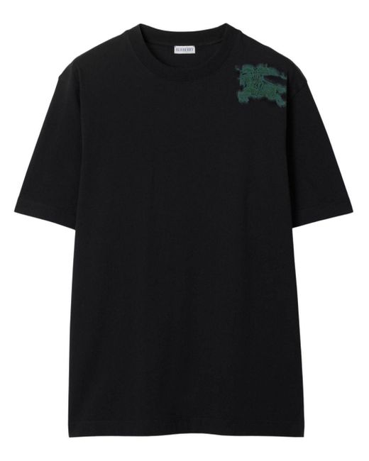 Burberry Black Equestrian Knight Cotton T-shirt for men