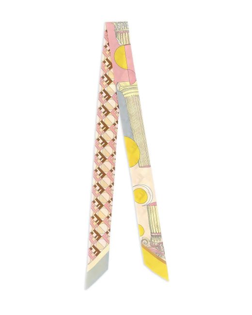 Fendi Metallic Optical-Print Silk Scarf