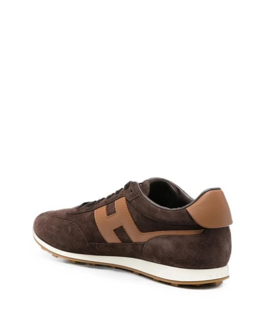 Hogan Brown H699 Logo-Patch Sneakers for men