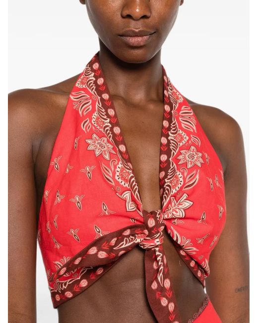 Farm Rio Red Ainika Floral-Print Blouse