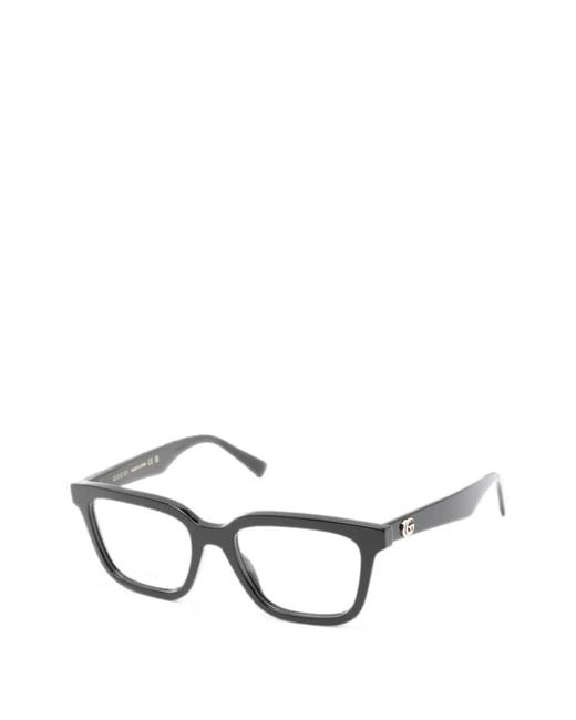 Gucci Black Lunettes De Vue Carrées À Plaque Logo