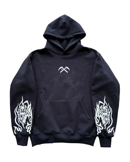 Warren Lotas Blue Fast Reaper Embroidery Sleeve Print Hoodie for men