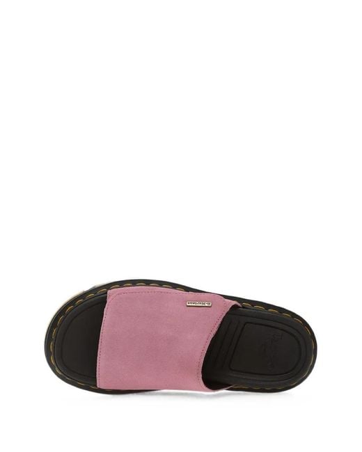 Dr. Martens Pink Zebzag Touch-Strap Platform Flat Sandals