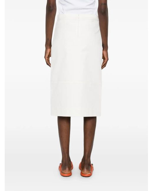 Plan C White Sequin-Embellished Midi Skirt