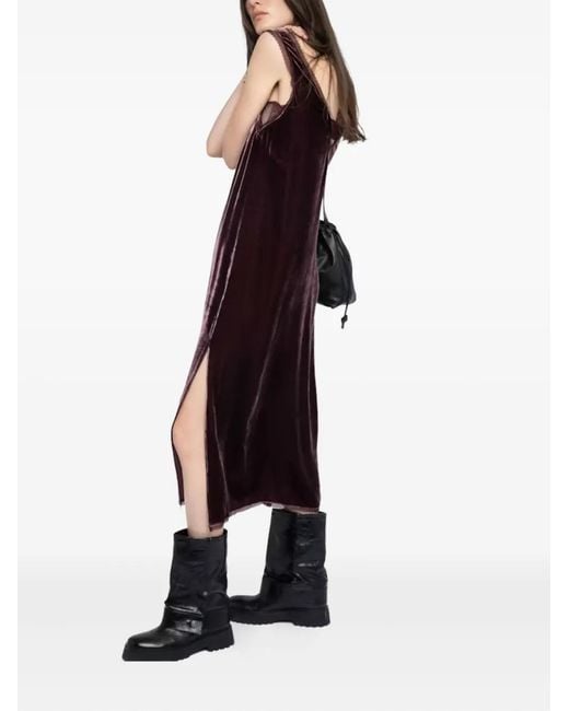 Zadig & Voltaire Purple Lace-Insert Midi Dress