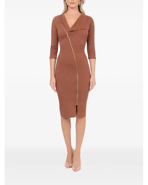 ROSERRY Zip-Fastening Midi Dress in White | Lyst