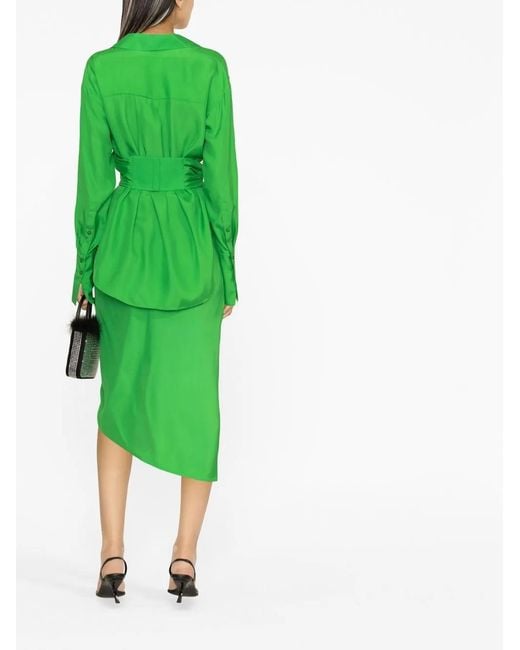 GAUGE81 Green Sabinas Silk Wrap Shirt