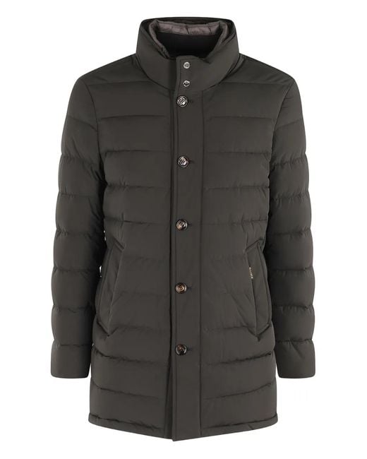 Moorer Black Calegari-Kn Quilted Button Coat for men