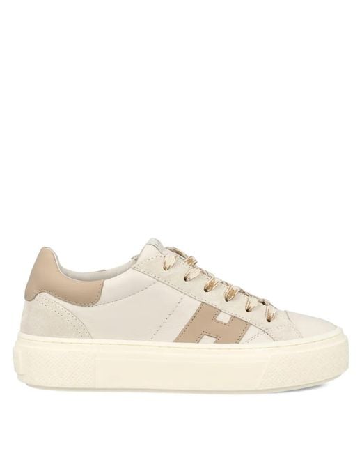Hogan Natural Low-Top Sneakers With Silk And Nylon Construction