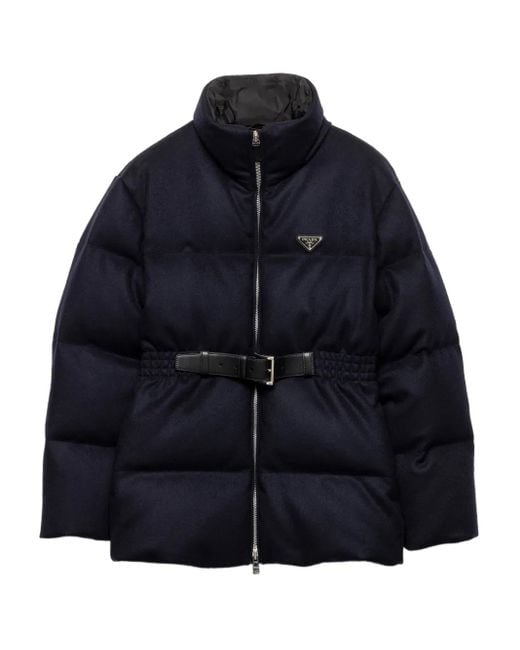 Prada Blue Belted Puffer Jacket