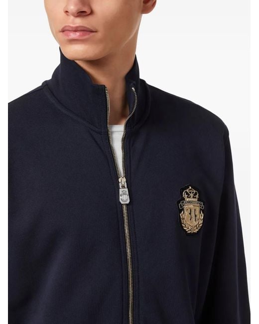 Billionaire Blue Sweat Zippé À Patch Logo for men